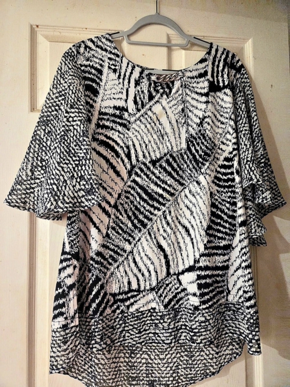 JM Collection Animal Print Tunic in Black & White XL Like New
